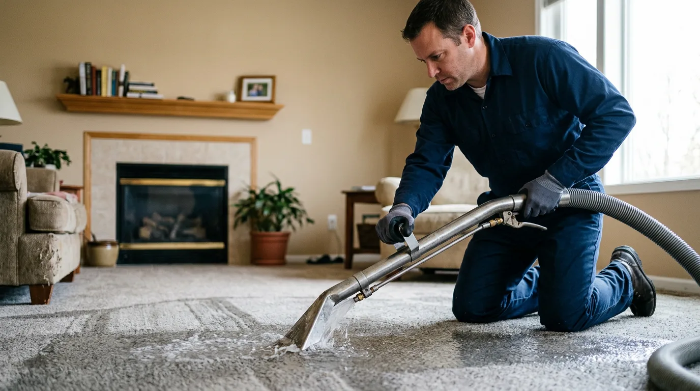 Water damage restoration technician working near Stephenville, TX